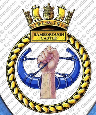 Coat of arms (crest) of the HMS Bamborough Castle, Royal Navy