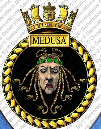 Coat of arms (crest) of the HMS Medusa, Royal Navy
