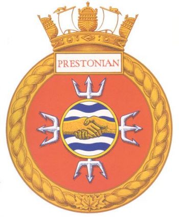 Coat of arms (crest) of the HMCS Prestonian, Royal Canadian Navy