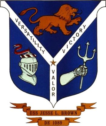 Coat of arms (crest) of the Destroyer Escort USS Jesse L. Brown (DE-1089)