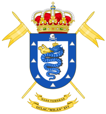 Coat of arms (crest) of the Light Armoured Cavalry Group Milán XVI, Spanish Army