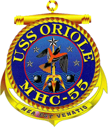 Coat of arms (crest) of Mine Hunter USS Oriole (MHC-55)