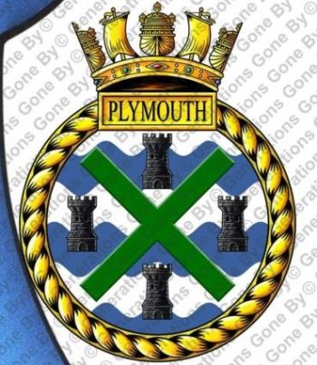 Coat of arms (crest) of the HMS Plymouth, Royal Navy
