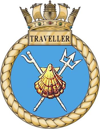 Coat of arms (crest) of the HMS Traveller, Royal Navy