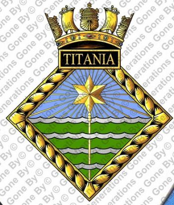 Coat of arms (crest) of the HMS Titania, Royal Navy
