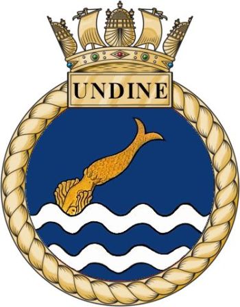 Coat of arms (crest) of the HMS Undine, Royal Navy