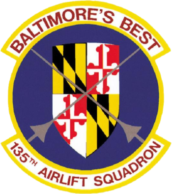 Coat of arms (crest) of the 135th Airlift Squadron, Maryland Air National Guard