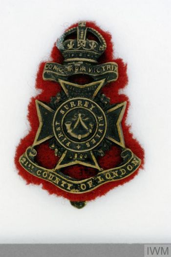 Coat of arms (crest) of the 21st (County of London) Battalion, The London Regiment (First Surrey Rifles), British Army