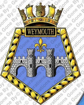 Coat of arms (crest) of the HMS Weymouth, Royal Navy