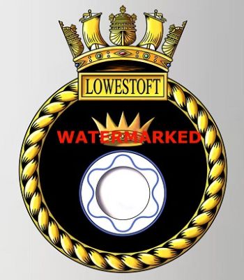 Coat of arms (crest) of the HMS Lowestoft, Royal Navy