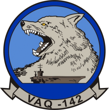 Coat of arms (crest) of the Electronic Attack Squadron (VAQ) - 142 Gray Wolves, US Navy