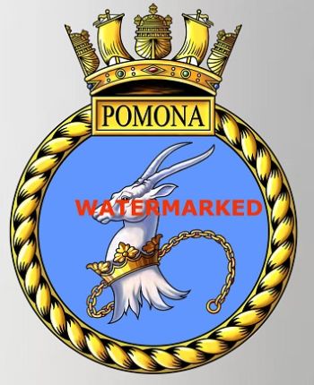 Coat of arms (crest) of the HMS Pomona, Royal Navy