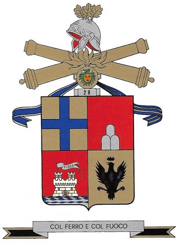 Coat of arms (crest) of the 28th Self-Propelled Field Artillery Group Livorno, Italian Army