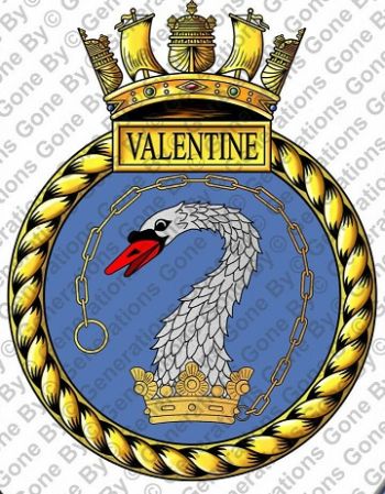 Coat of arms (crest) of the HMS Valentine, Royal Navy