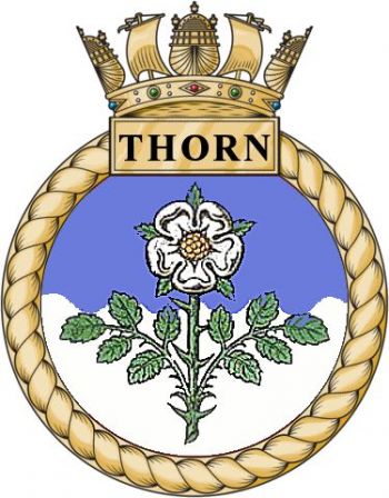 Coat of arms (crest) of the HMS Thorn, Royal Navy