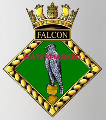 Coat of arms (crest) of the HMS Falcon, Royal Navy