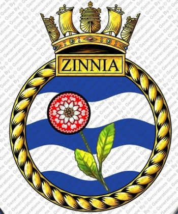 Coat of arms (crest) of the HMS Zinnia, Royal Navy