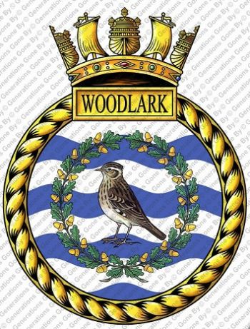 Coat of arms (crest) of the HMS Woodlark, Royal Navy