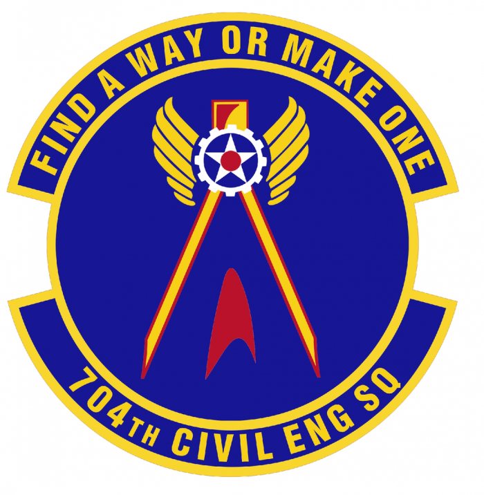 Coat of arms (crest) of the 704th Civil Engineer Squadron, US Air Force.