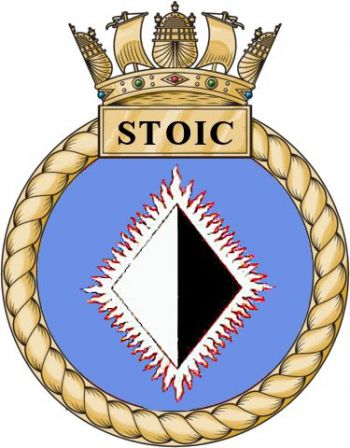 Coat of arms (crest) of the HMS Stoic, Royal Navy