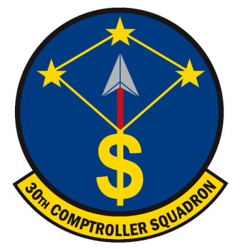 Coat of arms (crest) of the 30th Comptroller Squadron, US Air Force