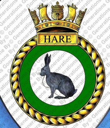 Coat of arms (crest) of the HMS Hare, Royal Navy