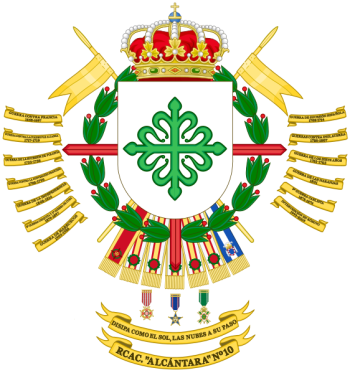 Coat of arms (crest) of the Light Armoured Cavalry Regiment Alcántara No 10, Spanish Army