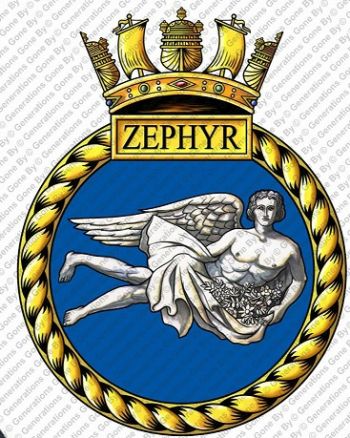 Coat of arms (crest) of the HMS Zephyr, Royal Navy