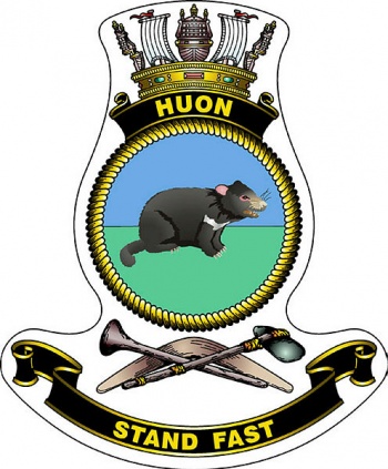 Coat of arms (crest) of the HMAS Huon, Royal Australian Navy