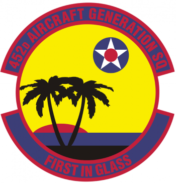 Coat of arms (crest) of the 452nd Aircraft Generation Squadron (later Aircraft Maintenance Squadron), US Air Force