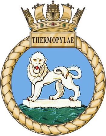 Coat of arms (crest) of the HMS Thermopylae, Royal Navy