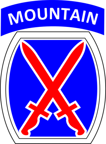 Arms of 10th Mountain Division Climb to Glory Division, US Army