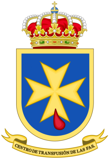 Coat of arms (crest) of the Spanish Armed Forces Blood Transfusion Center, Spain
