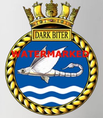 Coat of arms (crest) of the HMS Dark Biter, Royal Navy