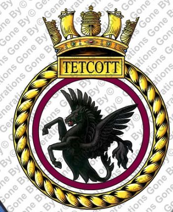 Coat of arms (crest) of the HMS Tetcott, Royal Navy