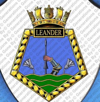 Coat of arms (crest) of the HMS Leander, Royal Navy
