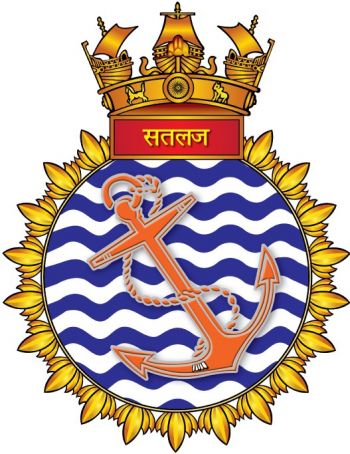 Coat of arms (crest) of the INS Sutlej, Indian Navy