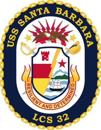 Coat of arms (crest) of the Littoral Combat Ship USS Santa Barbara (LCS-32)