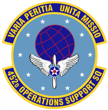 Coat of arms (crest) of the 452nd Operations Support Squadron, US Air Force