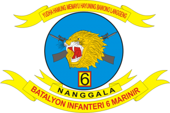 Coat of arms (crest) of the 6th Marine Infantry Battalion, Indonesian Marine Corps