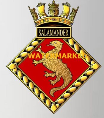 Coat of arms (crest) of the HMS Salamander, Royal Navy