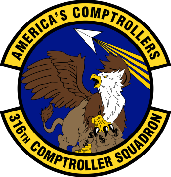 Coat of arms (crest) of the 316th Comptroller Squadron, US Air Force
