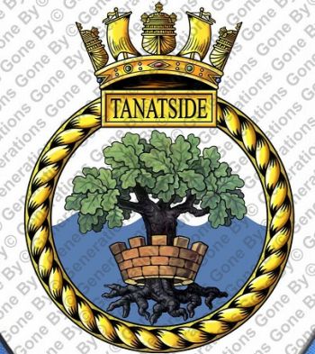 Coat of arms (crest) of the HMS Tanatside, Royal Navy