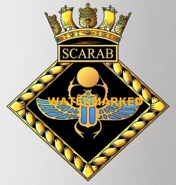 Coat of arms (crest) of the HMS Scarab, Royal Navy