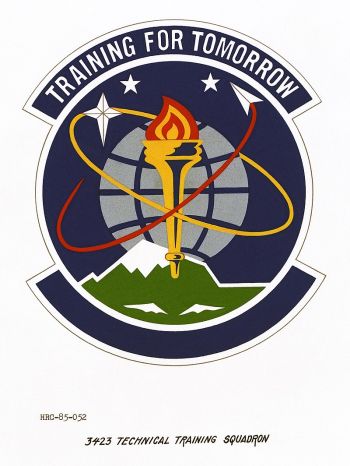 Coat of arms (crest) of the 3423rd Technical Training Squadron, US Air Force