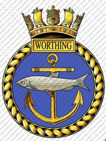 Coat of arms (crest) of the HMS Worthing, Royal Navy