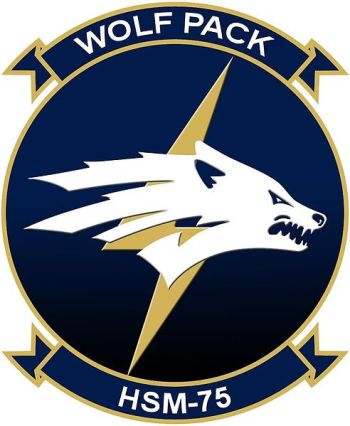Coat of arms (crest) of the Helicopter Maritime Strike Squadron 75 (HSM-75) Wolfpack, US Navy