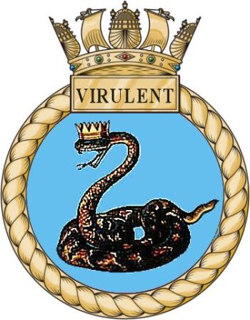 Coat of arms (crest) of the HMS Virulent, Royal Navy
