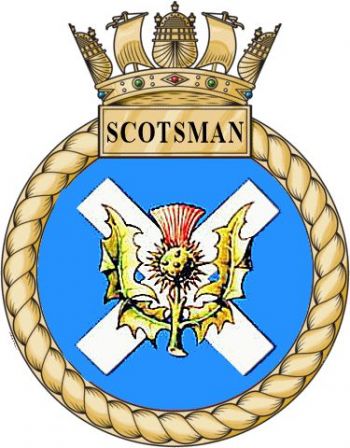 Coat of arms (crest) of the HMS Scotsman, Royal Navy
