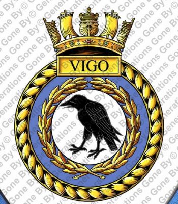 Coat of arms (crest) of the HMS Vigo, Royal Navy